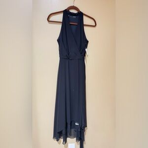 Navy Sleeveless Draped Maxi Dress
